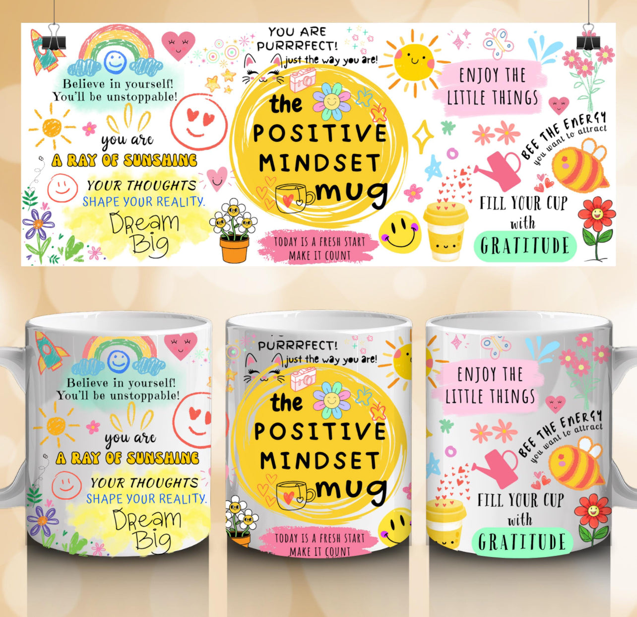 Positive Mindset Mug Sublimation Wrap