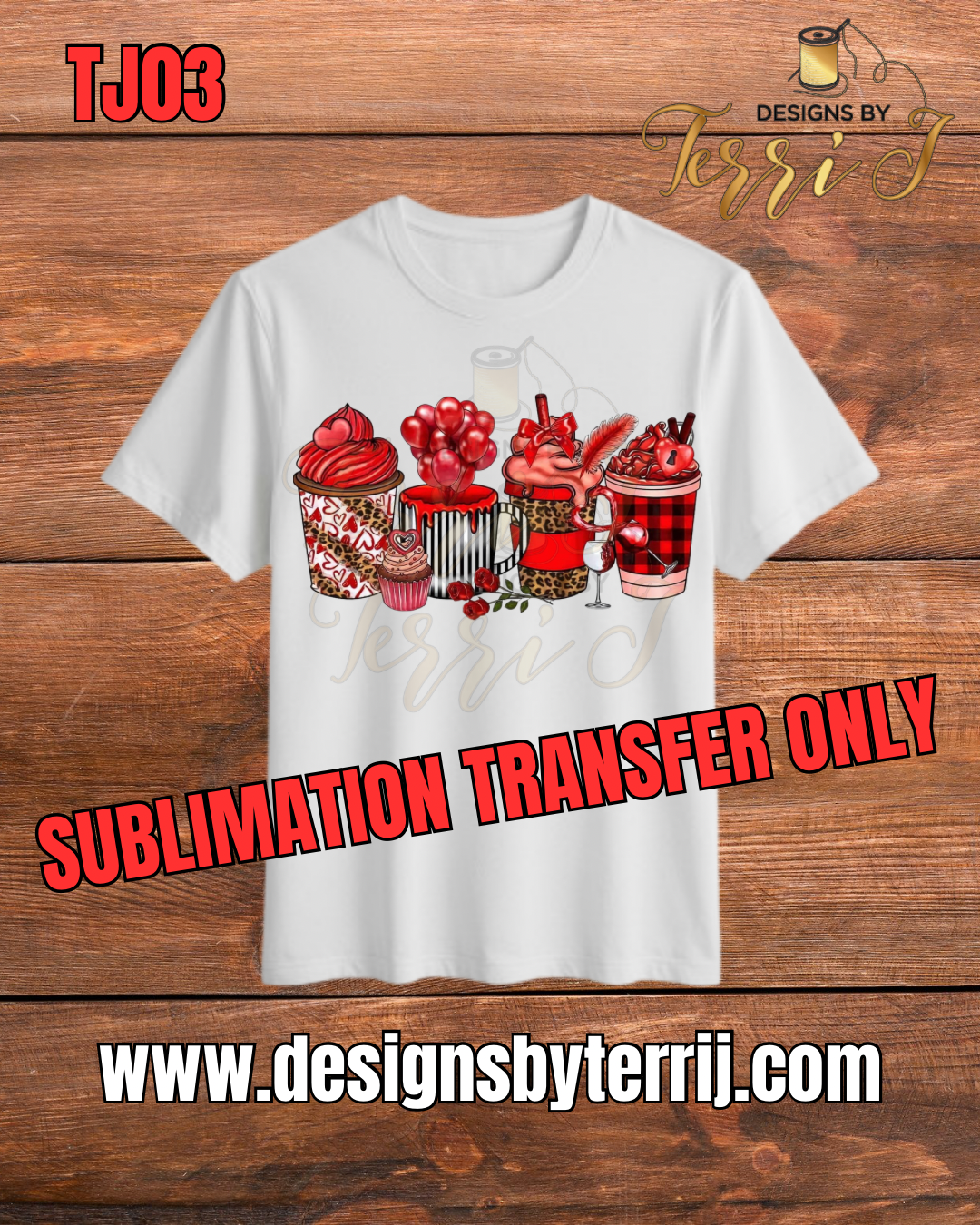 Valentine Themed Coffee Sublimation Transfer