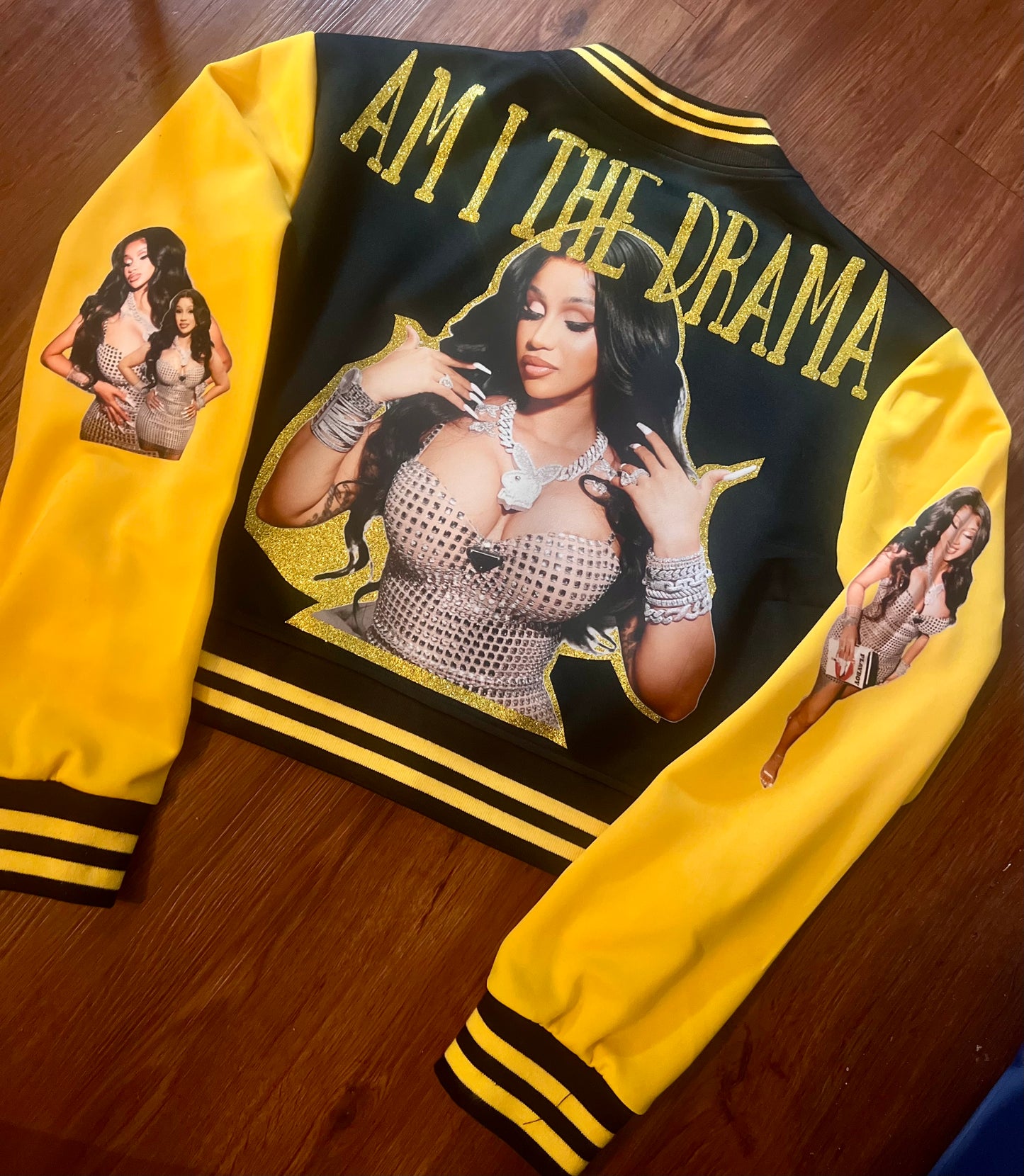 Cardi B Custom Cropped Varsity Jacket